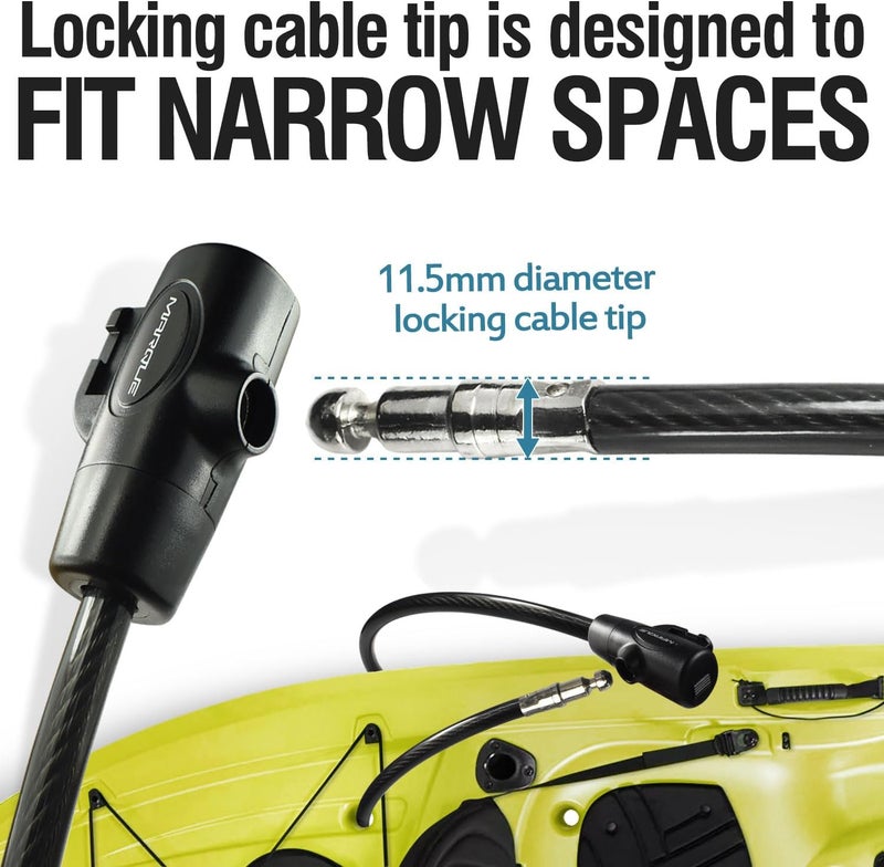 MARQUE Bike Lock with Key – 3/8” (4Ft, 7Ft, 15Ft, 25Ft) Straight Cable Locks with Keys, Anti-Theft Security Cable for Bicycles, Scooters, Kayaks, Paddle Boards, Gates - Image 2